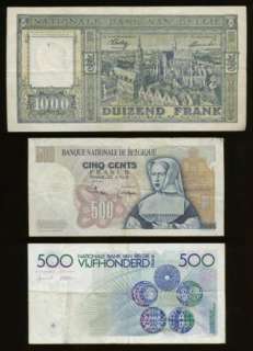 OLD BELGIUM 500 & 1000 FRANC NOTES (1945 1981) INTERESTING  NO 