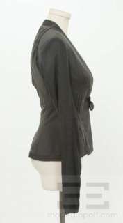 Rick Owens Charcoal Grey Silk Tie Front Long Sleeve Jacket Size 8 