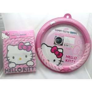  Hello Kitty Car 3 Pcs Set ; 2 Seat Cover / Wheel Cover 