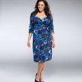   Plus Size Samantha Floral 3/4 sleeve Wrap Dress  