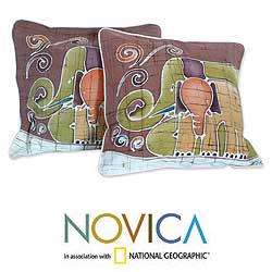   Batik Elephant Family Cushion Covers (Thailand)  