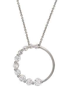   Sterling Silver Cubic Zirconia Circle Journey Pendant  