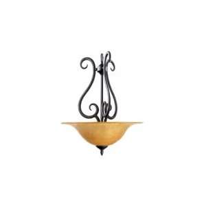    COG Terra 3 Light Ceiling Pendant in Forged Iron with Cognac glass