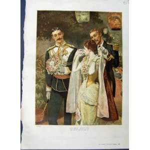    1885 Colour Print Wedding Service Man Lady Romance