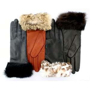  Ladies Napoli Sheepskin Leather Gloves with Rabbit Fur 