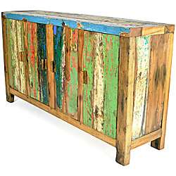 Ecologica Furniture Reclaimed Wood Entertaiment Console with Storage 