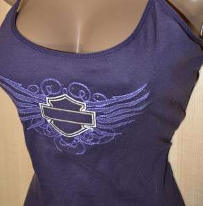   Harley M Plum/Dark Purple Embroidered Gem Logo Tank Top Shirt  
