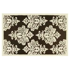   Damask Brown / Ivory Outdoor Rug   25212   5 x 8