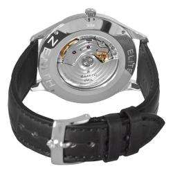   Elite Ultra Thin Black Dial Leather Strap Watch  