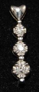 10K White Gold 3 Stone Diamond Pendant  