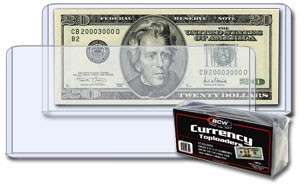 BCW Modern Topload US Currency Protectors ($1.00 Ea.)  