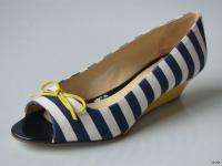 new KATE SPADE open toe striped wedges shoes   SUPER CUTE  