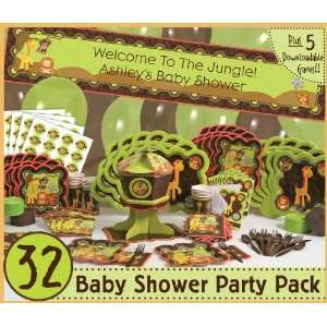  FunfariTM   Fun Safari Jungle   32 Baby Shower Party Pack 