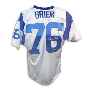  Rosey Grier Autographed Los Angeles Rams White Throwback 