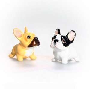  Brown and White French Bulldog Salt and Pepper Shaker Set 