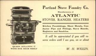 Portland ME   Stove Foundry Co Queen Atlantic Stove Illustrated Postal 