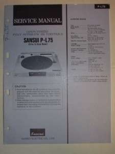 Sansui Service Manual~P L75 Turntable~Original  