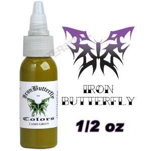  Iron Butterfly Tattoo Ink 1/2 OZ CAMO GREEN Pigment NEW Health 