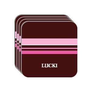 Personal Name Gift   LUCKI Set of 4 Mini Mousepad Coasters (pink 