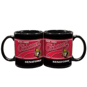  Ottawa Senators Set of 2 Jersey 15 oz. Ceramic Mugs (Black 