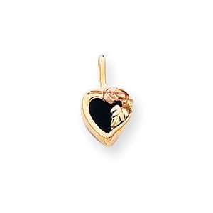  10k Black Hills Gold Onyx Heart Pendant   JewelryWeb 