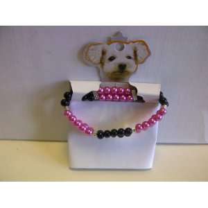   Black Pearl Pet Collar. Made with Elastic Band for Easy On and Off