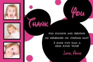 Custom Pink Mickey & Minnie Mouse Thank You Cards  