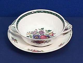 Wedgwood China FLORAL A6793 Cream Soup and Saucer 1922  
