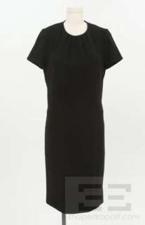 YSL Yves Saint Laurent Black Wool Short Sleeve Raw Seam Dress Size F38 