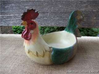 Decorative Resin Rooster Bowl  