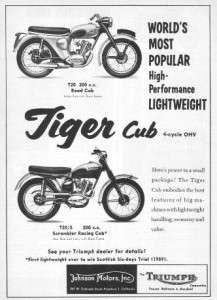 1960 Triumph Tiger Cub T20 Motorcycle Original Ad  