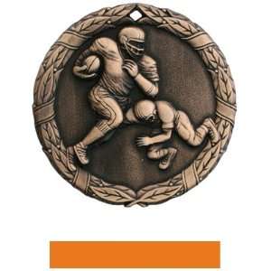 Hasty Awards Custom Football Medals M 300F BRONZE MEDAL/ORANGE RIBBON 