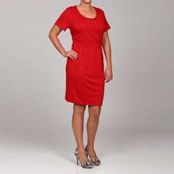 Tiana B. Womens Plus Size Red Ponte Knit Dress  