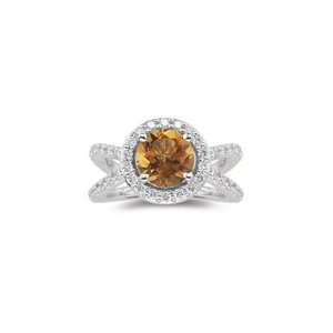  0.67 Ct Diamond & 1.59 Cts Citrine Ring in 14K White Gold 