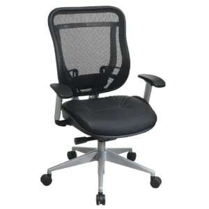  Office Star 818 High Back Chair w, Leather Seat in Black 