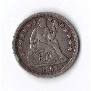  COINS, 1857 U.S. SEATED LIBERTY DIME  VF  