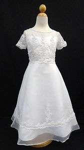   Party Formal Christening First Communion Dress Size 6 7 8 White Dress