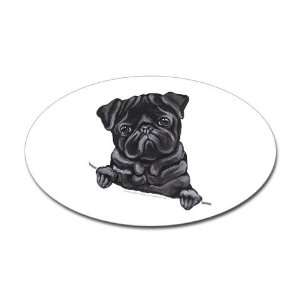  Black Pug Lover Sticker Oval Funny Oval Sticker by 