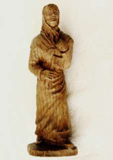 Wooden Peasant Woman  Old Lady Figure Russian Statue  