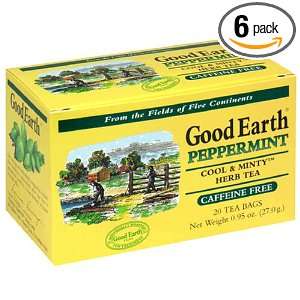 Good Earth Peppermint, Tea Bags, 20 Count, Boxes (Pack of 6)