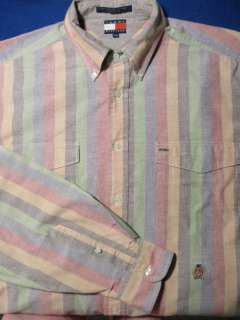 Tommy Hilfiger Long Sleeve Pastel Stripe Shirt Mens L  