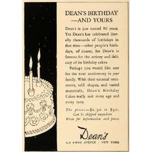  1925 Ad Deans Birthday Cakes 628 Fifth Avenue New York 