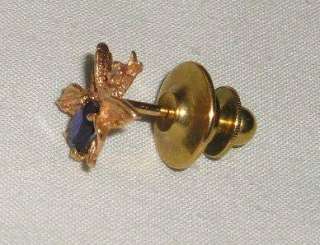 14K Gold Insect Tie Tac w Sapphire & Diamond 1.2 grams  