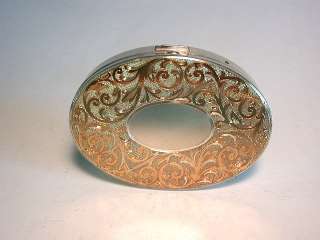 Antique Sterling Silver Compact with Gold Overlay Elgin  