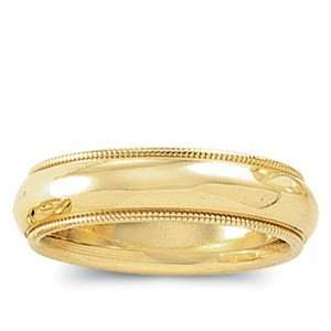   Ring. 05.00 Mm Comfort Fit Milgrain Band In 10K Yellowgold Size 12.5
