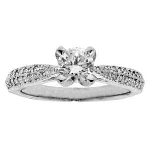  0.88 CT TW 4 Prong Diamond Engagement Ring in 14k White 
