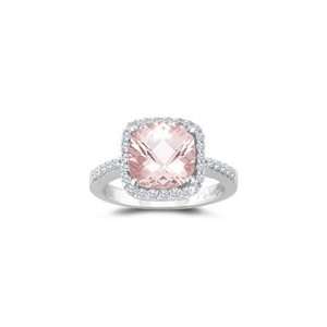  0.33 Cts Diamond & 1.62 Cts Morganite Ring in 14K White 