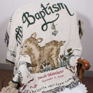 Embroidered Personalized Baptism Baby Blanket 48 x 60  