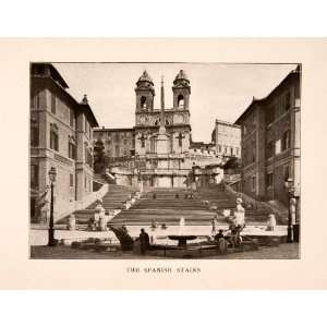  1905 Halftone Print Spanish Stairs Rome Italy Architecture 
