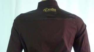 DEREON Woven MISS BOSSY Brown Belted LOGO Stretch Top Women Plus Size 